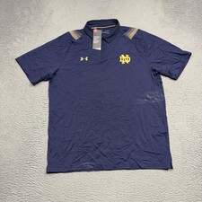 Under Armour Notre Dame Fighting Irish Polo Shirt Mens Large Navy Blue Gold