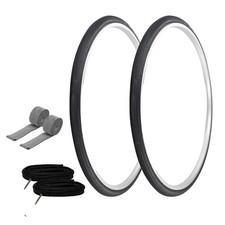 PRO TIRES 27" x 1-1/4" Black P-148 W/ HEAVYDUTY TUBES RIM STRIPS 48mm Presta