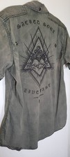 Affliction Reprieve Men's Medium Short Sleeve Fashion Woven Button Down T-Shirt
