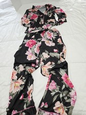 Victoria Secret S Pocket Pajama PJ Set Floral Garden Black Relaxed Fresh Comfy