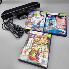 Microsoft Xbox 360 Kinect Motion Sensor Bar Black  3 Game Lot Party  More