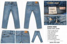 Zara Kids Skinny Pant Jeans Size 4-5 Years 110 cm Light Wash Blue Denim