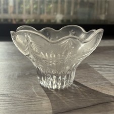 Clear Glass Round Decorative Bowl with Christmas Tree and Stardust Pattern