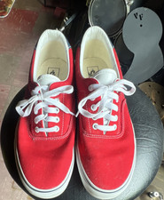 VANS Red/White Canvas Low-Top Lace-Up Sneakers Solid Rubber Outsole