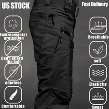 Tactical Cargo Pants Mens Military Hiking Outdoor Quick-Dry Waterproof Trousers