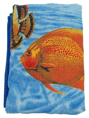 Serviette de bain Bleu Coton Motifs animaliers - Photo 1/2