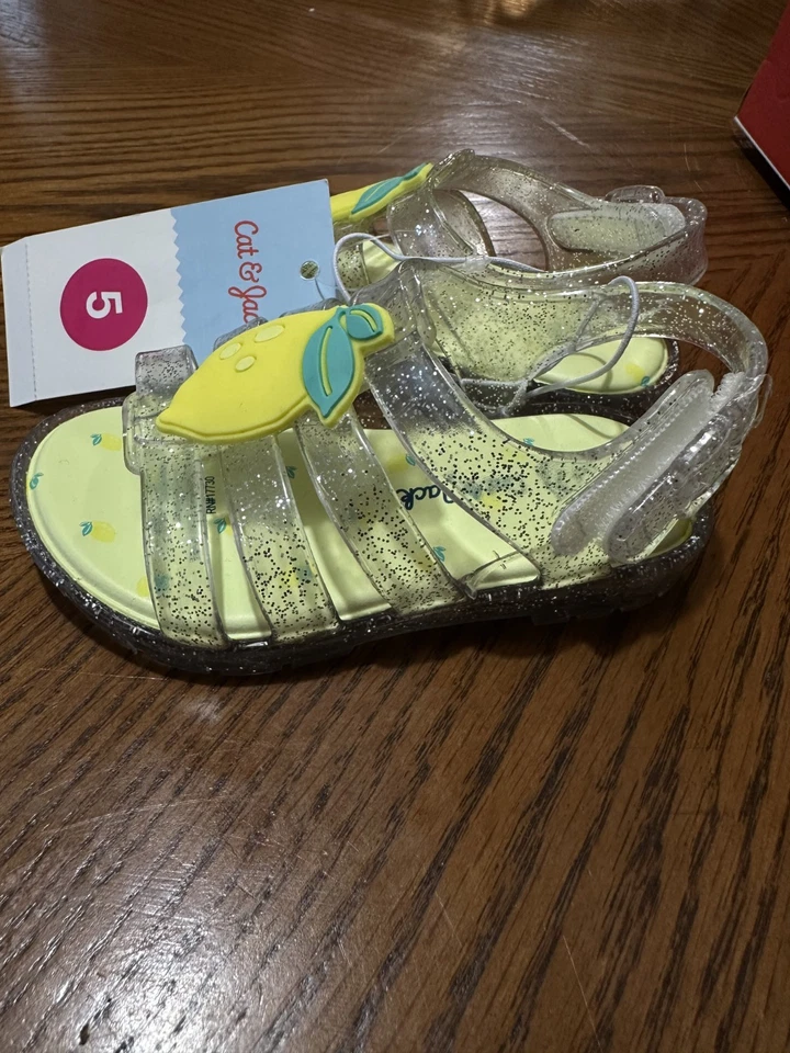 NUEVO CON ETIQUETAS Niñas Pequeñas Talla 7 CAT & JACK Delia Jalea de Limón Pescador Sandalias Zapatos Foto 2 de 4