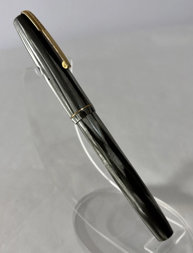 Caneta-tinteiro vintage Waterman's Ideal listra verde pérola - 14K nova na caixa - Imagem 3 de 4