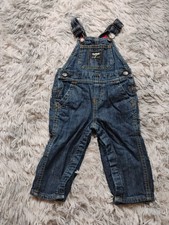 Oshkosh B'Gosh Flannel Lined Vestbak Denim Overalls 12 Months Snap Leg