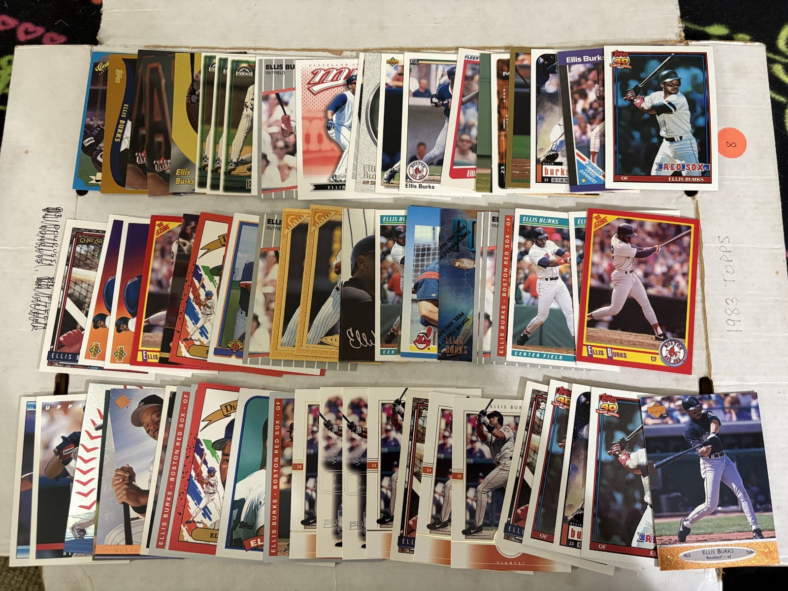 (275) Ellis Burks MLB Baseball Cards Lot Base Boston Red Sox Collection