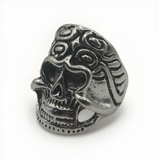 Y2K Vintage Grunge Sugar Skull Head  Unisex Size 8.5 Stainless Steel Ring