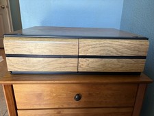 VTG 2 Drawer 20 VHS Or VCR Tape Storage Holder Case Faux Wood Grain 2