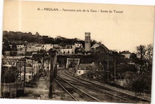 Old postcard Meulan - Panorama taken from the train station - exit from the tunnel (165614)