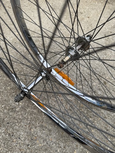 26” Chrome Steel Retro Bike Vintage Bicycle Front & Rear Wheelset 36 Spoke - Picture 23 of 23