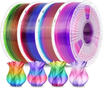 Transparent Rainbow PLA Filament Bundle Multicolor, Neatly Wound Gradient Rainbo