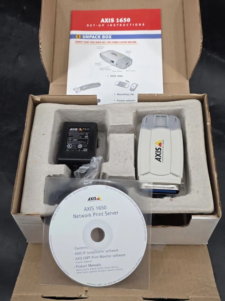 NOB Axis 1650 Network Print Server  120V, Ethernet LAN Axis Etrax 100LX, 100 MHz - Image 3 of 4