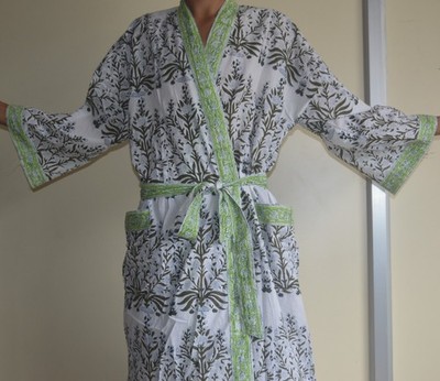 100% TARRIF FREE 0% CHARGE 100% Cotton Dress Hand Block Print Long Kimono KM-38
