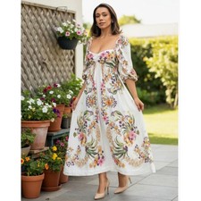 Farm Rio Floral Dress Rare Find Size Large Summer Unique Cottagecore Milk Maid