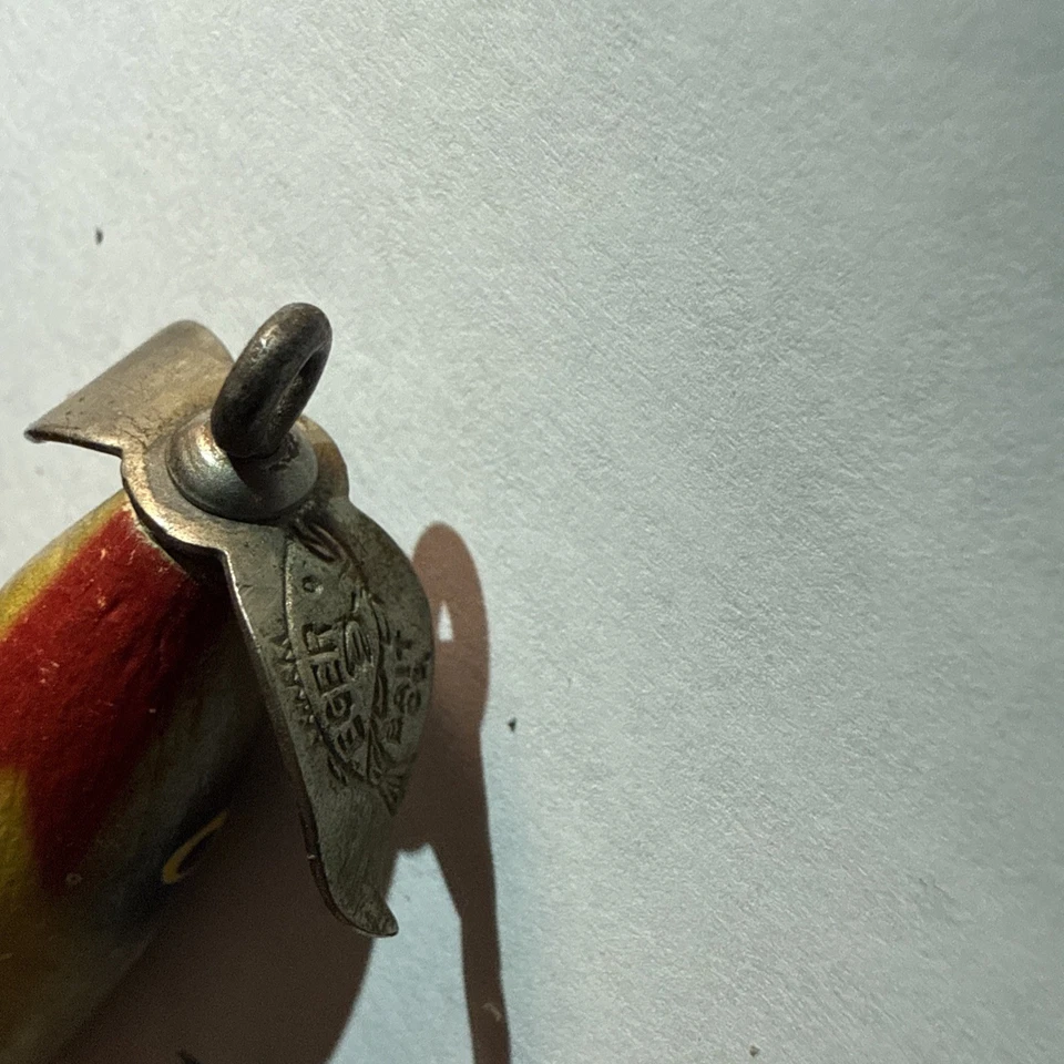 Винтажная деревянная рыболовная приманка Eger Bait Co. Dillinger белая черная - Изображение 3 из 3