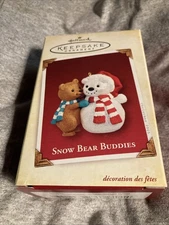 Hallmark Snow Bear Buddies Bear and Snowman Keepsake Christmas Ornament