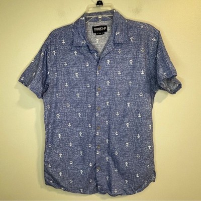 Blue Anchor Print Men's Shirt