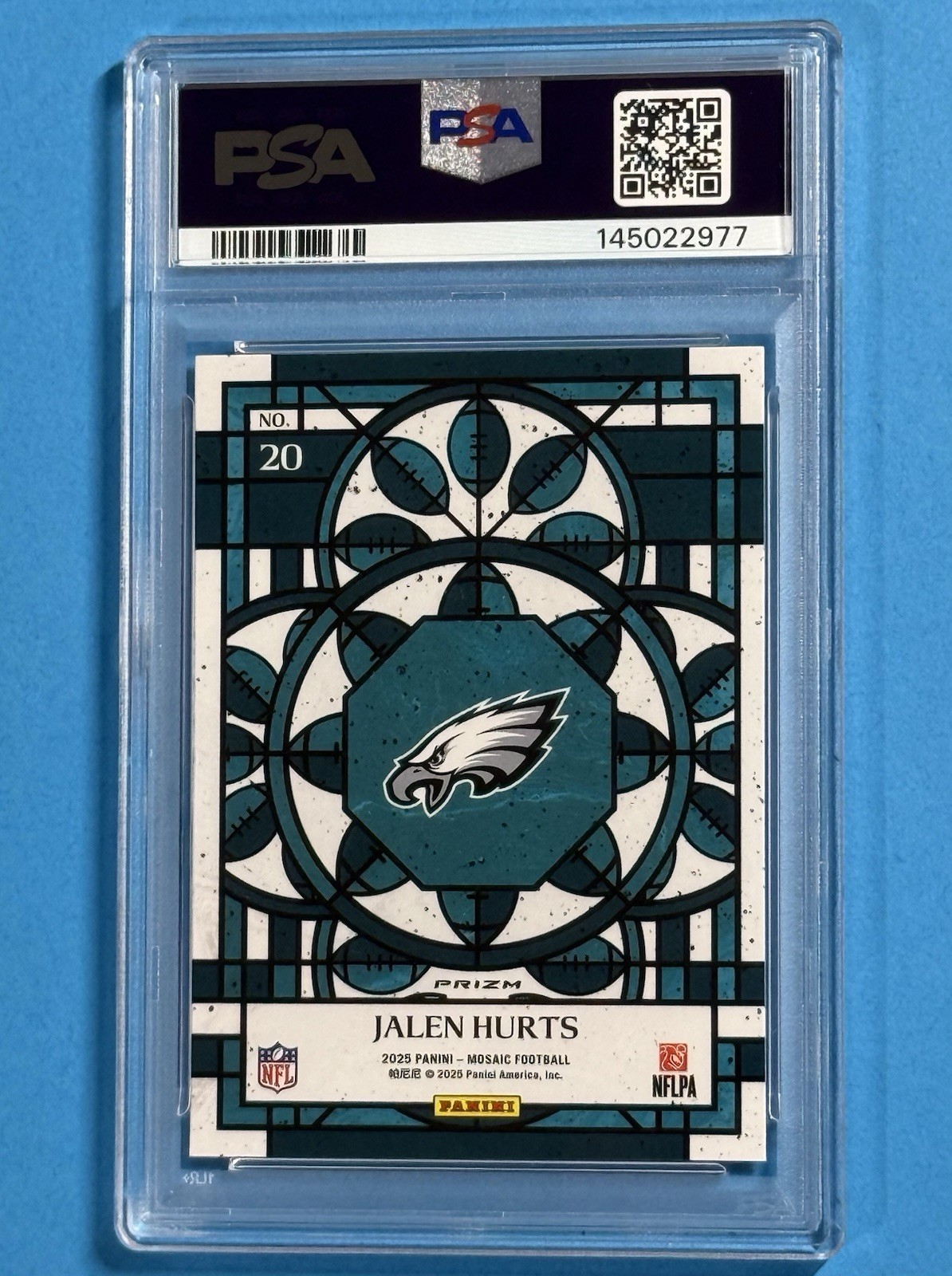 Jalen Hurts Stained Glass SSP  Eagles 2025 Panini Mosaic PSA 10 view 6