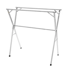KFFKFF 2-Tier Telescopic Laundry Drying Rack - 30 Windproof Slots,2 Shoe Holders