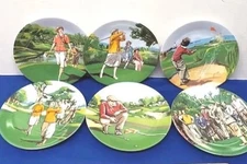 VTG Philippe Deshoulieres Limoges France Golf 6 Dessert Plates new unopened box