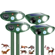 4 Pcs Solar Ultrasonic Animal Repeller Outdoor Cat Repellent Deer Repeller wi...