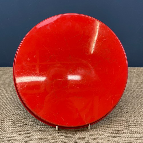 VINTAGE 1960/70s MID CENTURY RED FLORAL ROUND METAL DRINKS SERVING TRAY - Picture 5 of 6