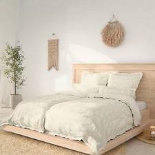 SOFT WAVE uni Wendebettwäsche mit Rüschen großes MF-Seersucker Doppelbett, 6tlg.