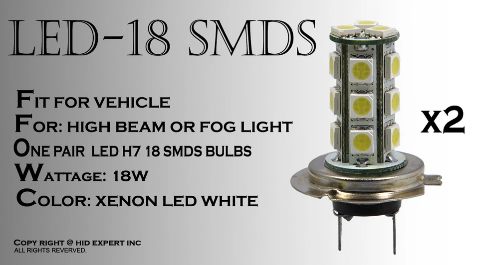 Bombillas de repuesto de luz antiniebla LED H7 18 SMD Hyper Super White Fit E422 Foto 2 de 4