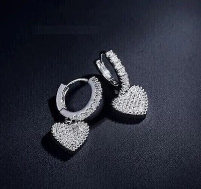 2Ct Round Cut Simulated Diamond Drop Dangle Earrings 14k White Gold Plated