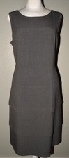 Calvin Klein Womens Gray Sleeveless Sheath Dress Layered Hem Size M