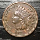 1873 Open 3 Indian Head Cent Penny, AU. RB Color, Strong Liberty! STC! F175