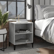 Tables de Chevet Pieds en Métal Armoire de Lit 2 pcs Blanc Brillant vidaXL