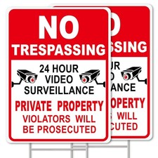 NO Trespassing Signs Private Property Video Surveillance Sign, Large 2-Pack 1...