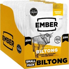 Ember Beef Biltong Original 250g Box - High Protein Meat Jerky Snack - Ready to
