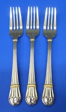 3 - YAMAZAKI CAROUSELLE-GOLD Accent Glossy Stainless JAPAN Flatware DINNER FORKS