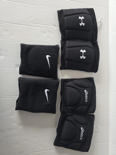 3 pairs of ASICS &Nike Black/White Padded Volleyball Knee Pads