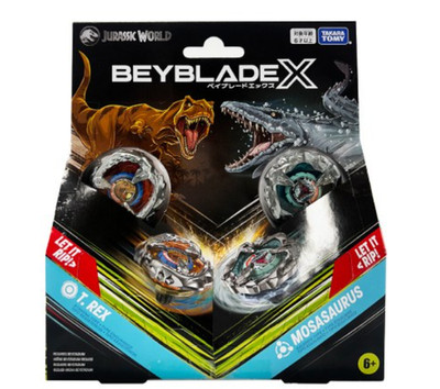 Takara Tomy Beyblade X BX-00 Jurassic World Double Starter T.Rex Mosasaurus Set