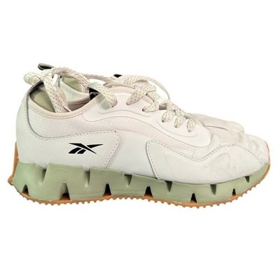 Reebok Zig Dynamica White Sage Green Gum Sole Sneakers Running Shoes