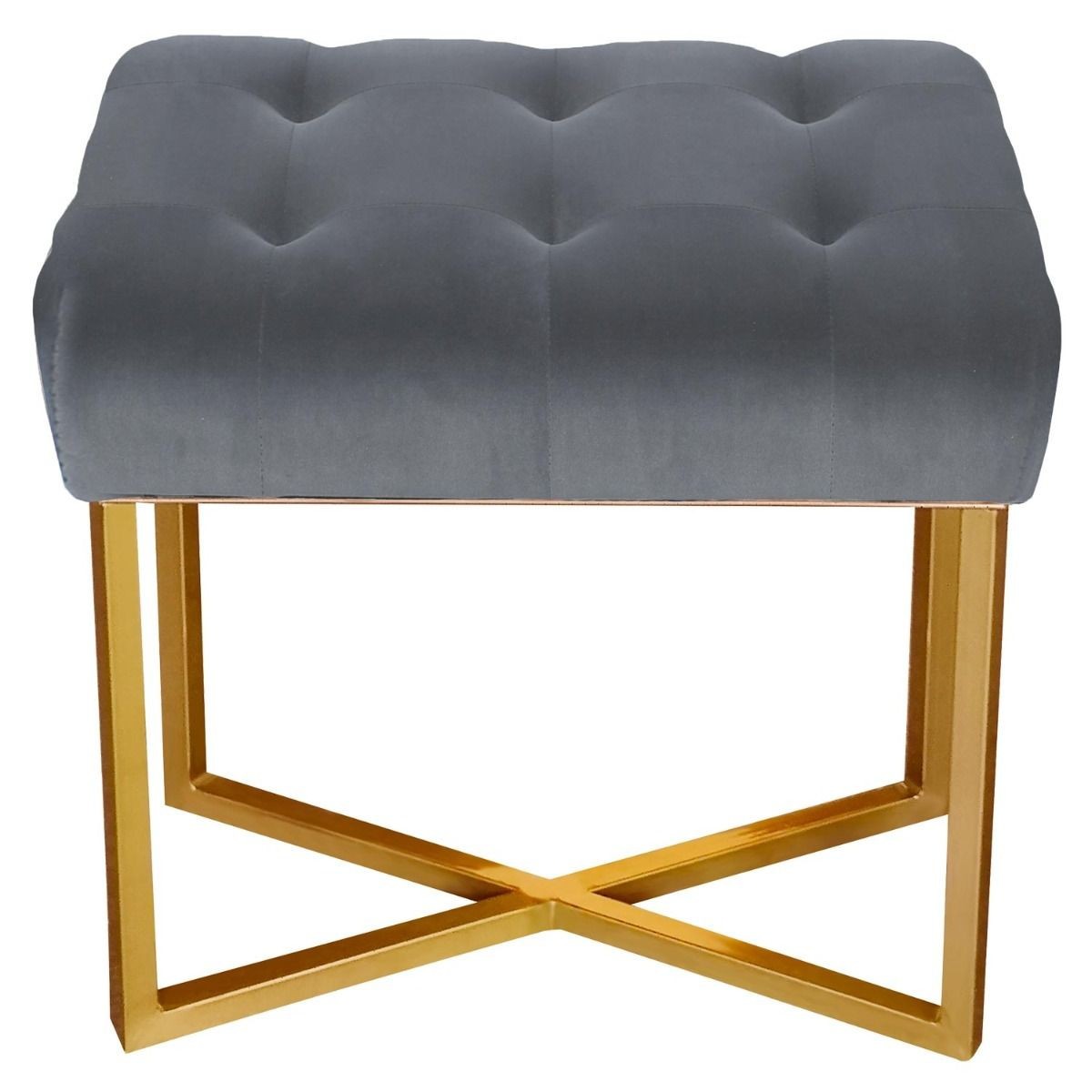 Tabouret en velours Auvea argent pour sublimer votre coiffeuse - 2