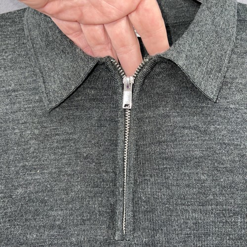 Reiss Sweater Mens Size Large Grey Long Sleeve 1/4 Zip Pullover Wool - Afbeelding 2 van 8