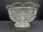 Vtg Anchor Hocking Wexford Style Bowl Centerpiece Footed Glass Diamond 10" DIA