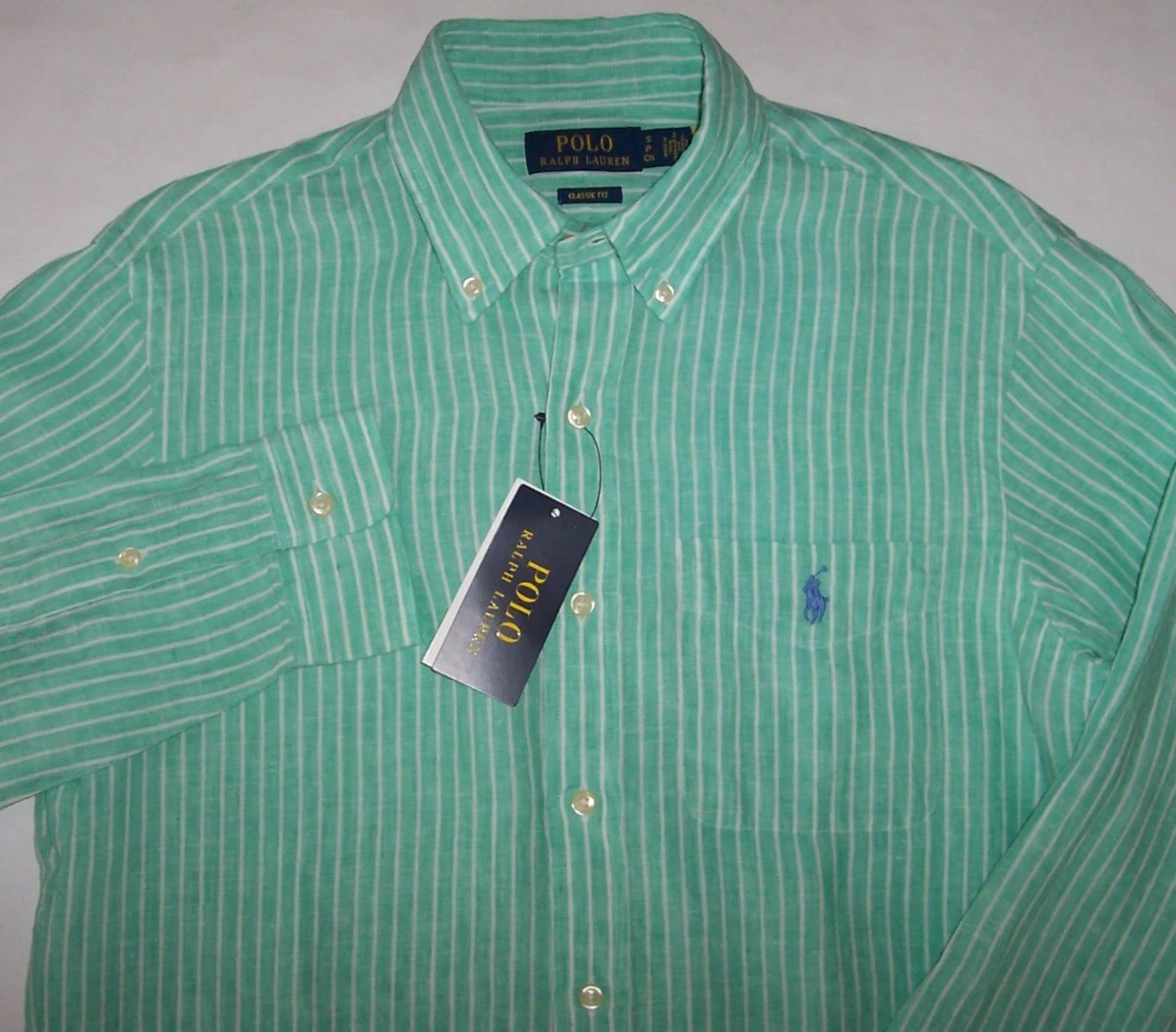 Polo Ralph Lauren Linen Long Sleeve Striped Casual Button-Down