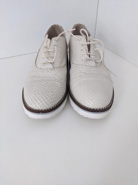 Women Dune Heels White Leather 38.5 #3OIW
