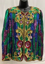 Unique 1980s Vintage multicolor sequined Jacket by Sequins Originals