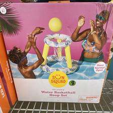 Sun Squad Inflatable Pool Basketball Hoop Set Yellow Multicolor Plastic