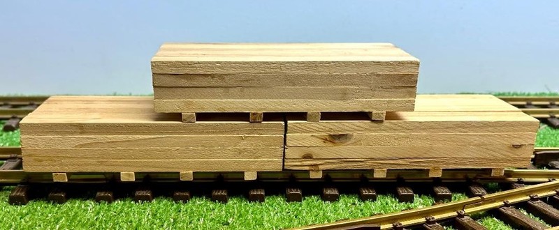 Three (3) G-scale LUMBER PALLETS for Aristocraft & USA Flat Cars -- Real Wood